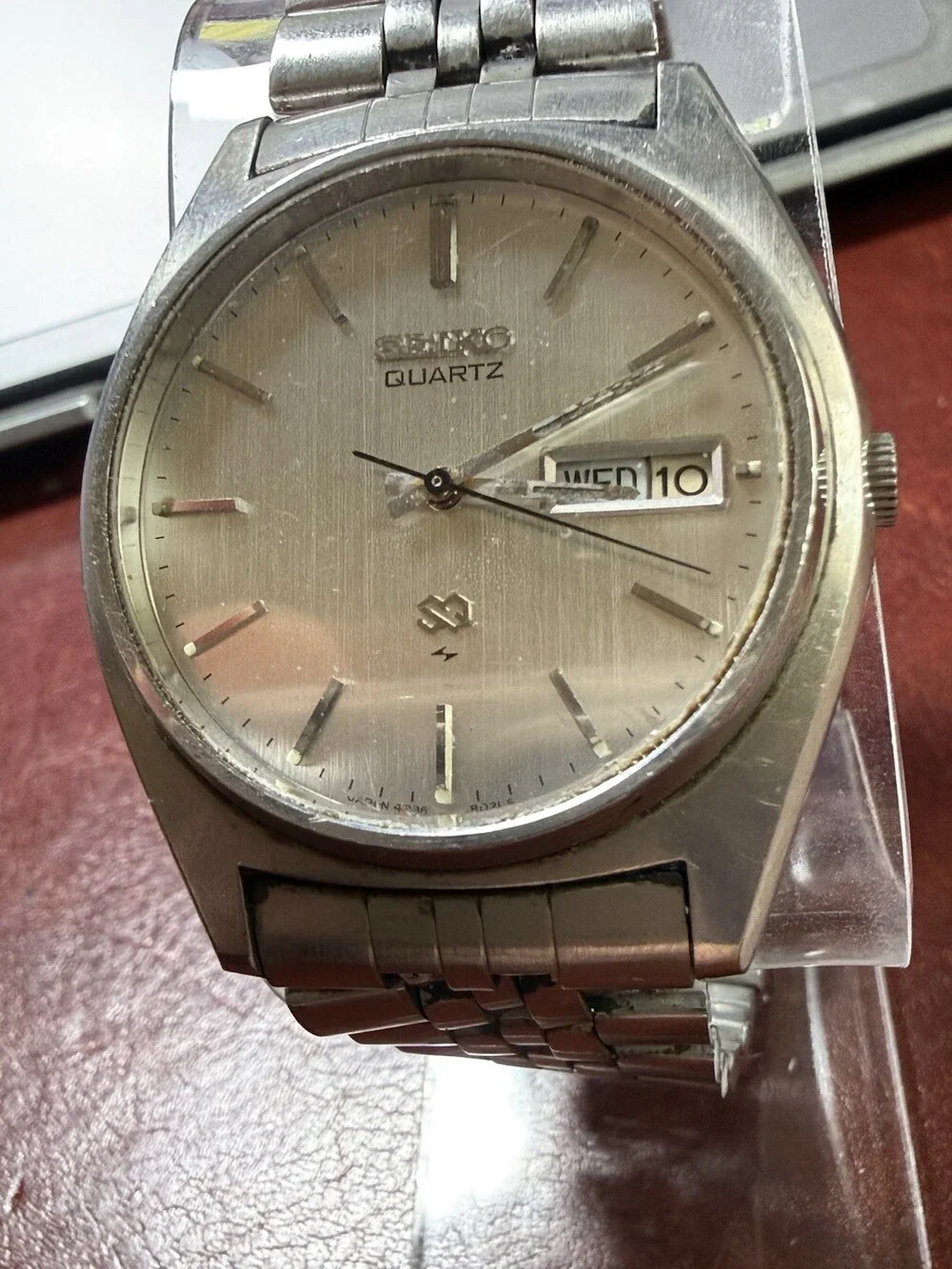 Vintage Seiko Quartz Day Date Men’s Watch Japan A336-8019 Parts Repair